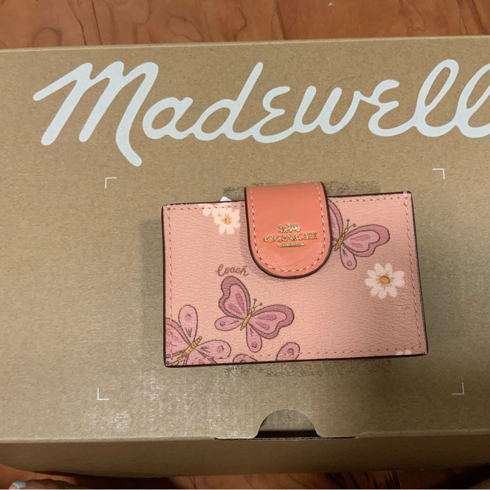 Coach Pink Floral Butterfly Card Holder